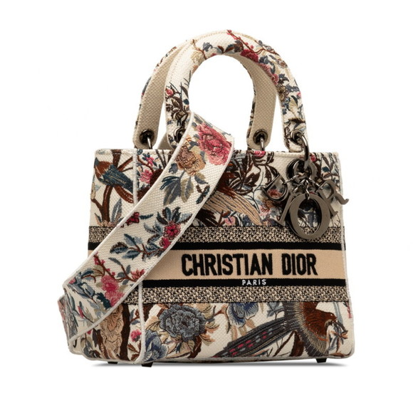 Christian Dior Dior Book Tote Dee-Lite Bird Flower Handbag Shoulder Bag White... - Picture 3 of 10